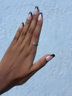 "Oval Solitaire" Emerald Ring - 950 Sterling Silver