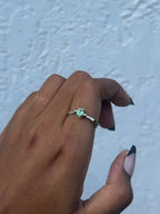 "Oval Solitaire" Emerald Ring - 950 Sterling Silver