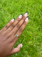 "Oval Solitaire" Emerald Ring - 950 Sterling Silver