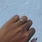 "Oval Solitaire" Emerald Ring - 950 Sterling Silver