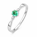 "Oval Solitaire" Emerald Ring - 950 Sterling Silver
