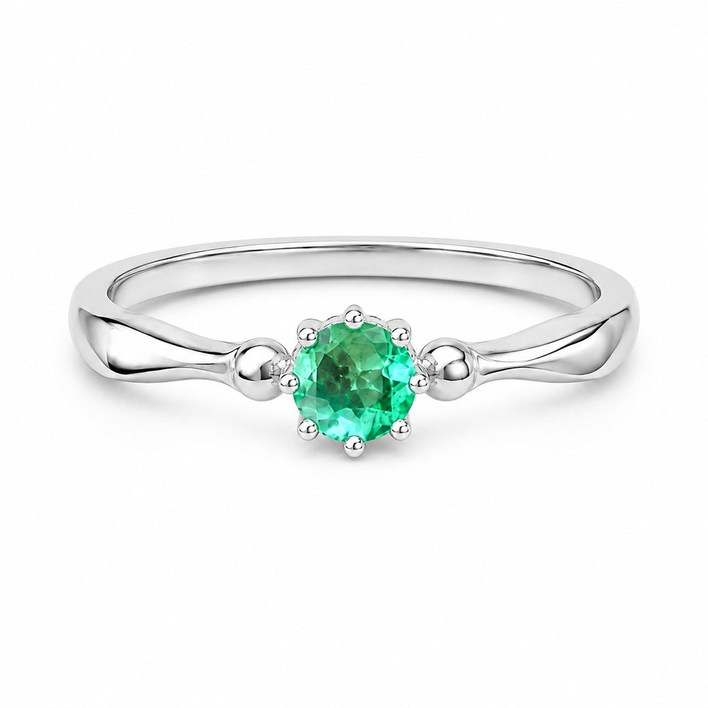 "Oval Solitaire" Emerald Ring - 950 Sterling Silver