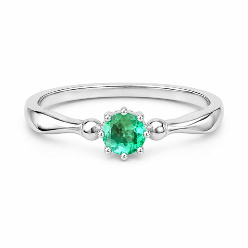 "Oval Solitaire" Emerald Ring - 950 Sterling Silver