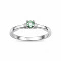 Circle Emerald Ring, 950 Sterling Silver, Dainty Green Stone Ring, Gift for Women