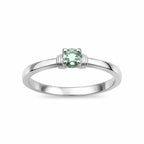 Circle Emerald Ring, 950 Sterling Silver, Dainty Green Stone Ring, Gift for Women