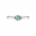 Circle Emerald Ring, 950 Sterling Silver, Dainty Green Stone Ring, Gift for Women