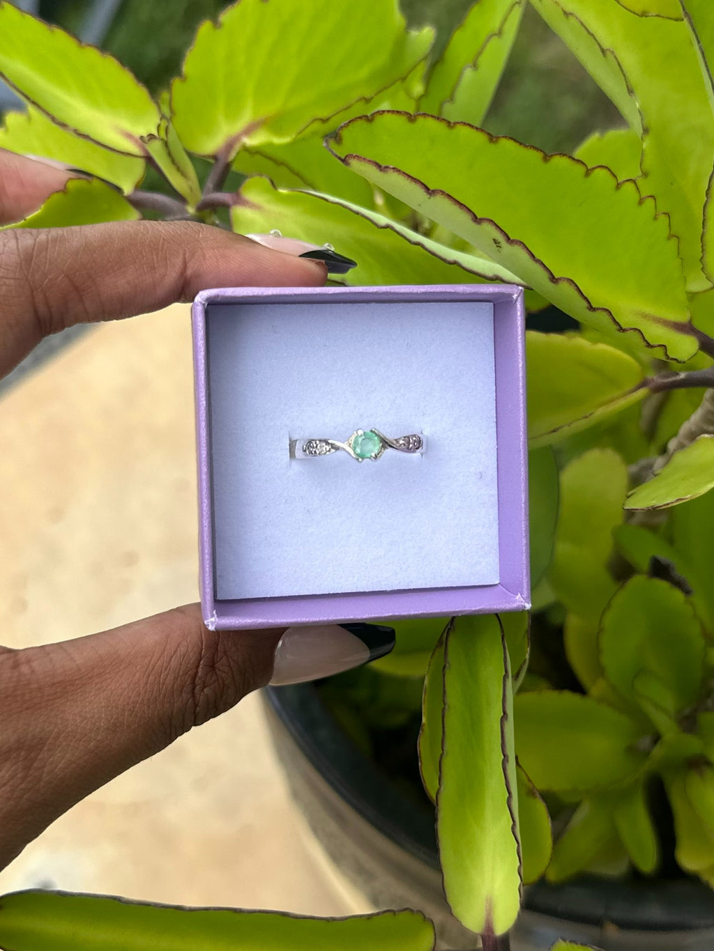 "Twisted Spiral" Emerald Ring - 950 Sterling Silver