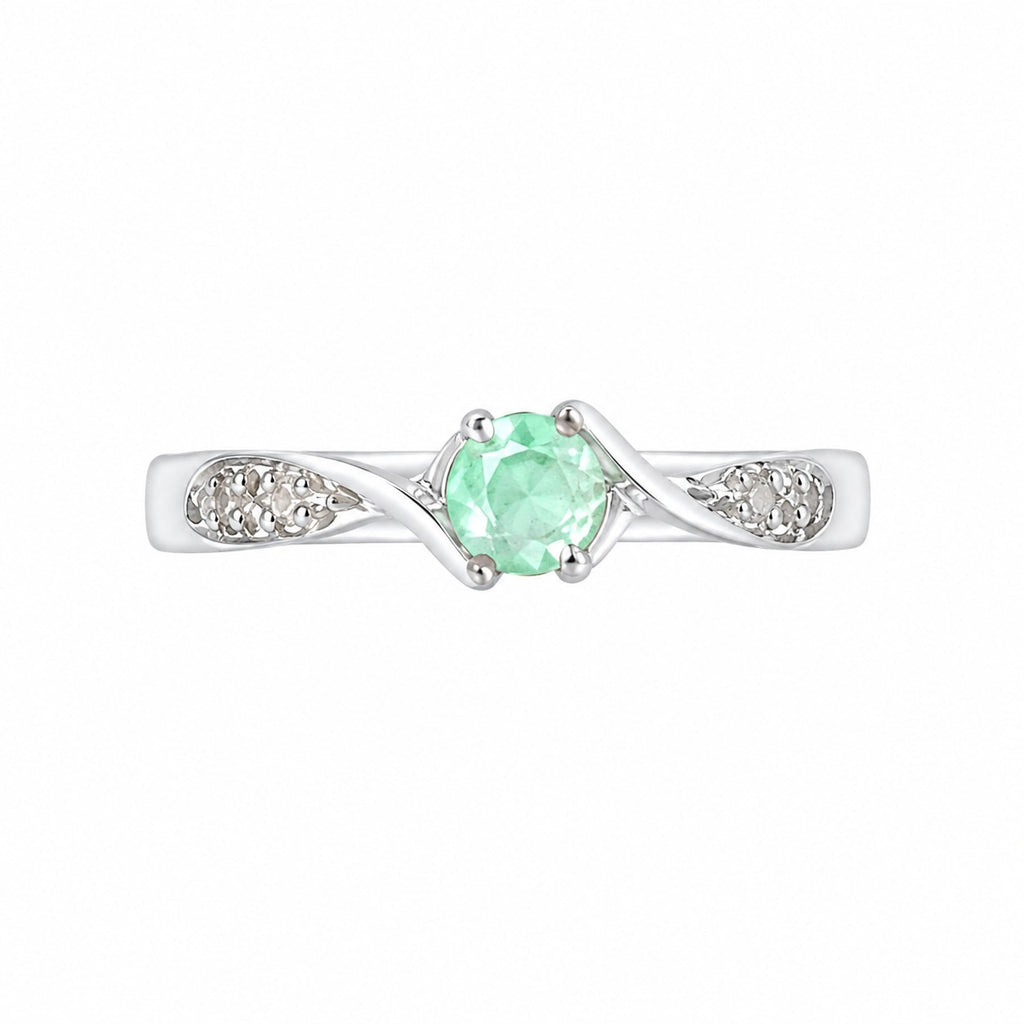 "Twisted Spiral" Emerald Ring - 950 Sterling Silver