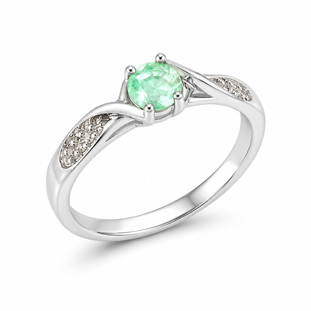 "Twisted Spiral" Emerald Ring - 950 Sterling Silver