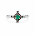 "Rhombus Cut" Emerald Ring - 950 Sterling Silver
