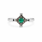 "Rhombus Cut" Emerald Ring - 950 Sterling Silver
