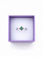 "Rhombus Cut" Emerald Ring - 950 Sterling Silver