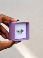"Rhombus Cut" Emerald Ring - 950 Sterling Silver