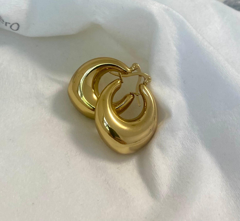 Oval Dangle Hoops (Silver)