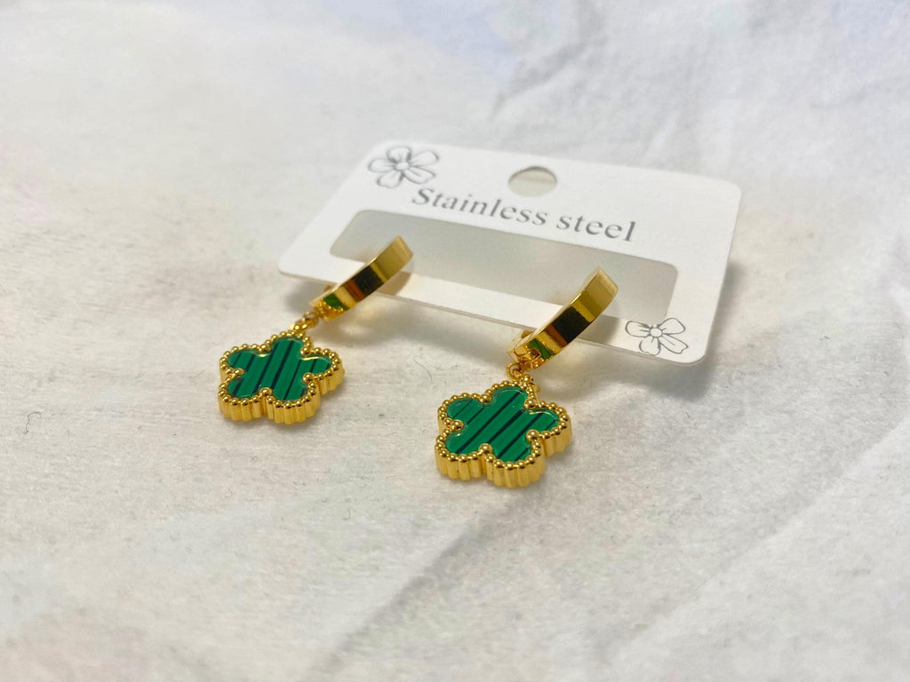 Clover Huggie Hoops