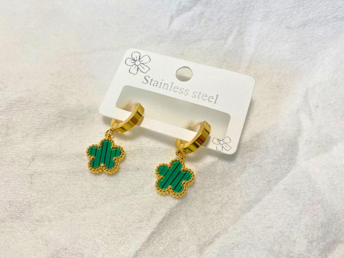 Clover Huggie Hoops