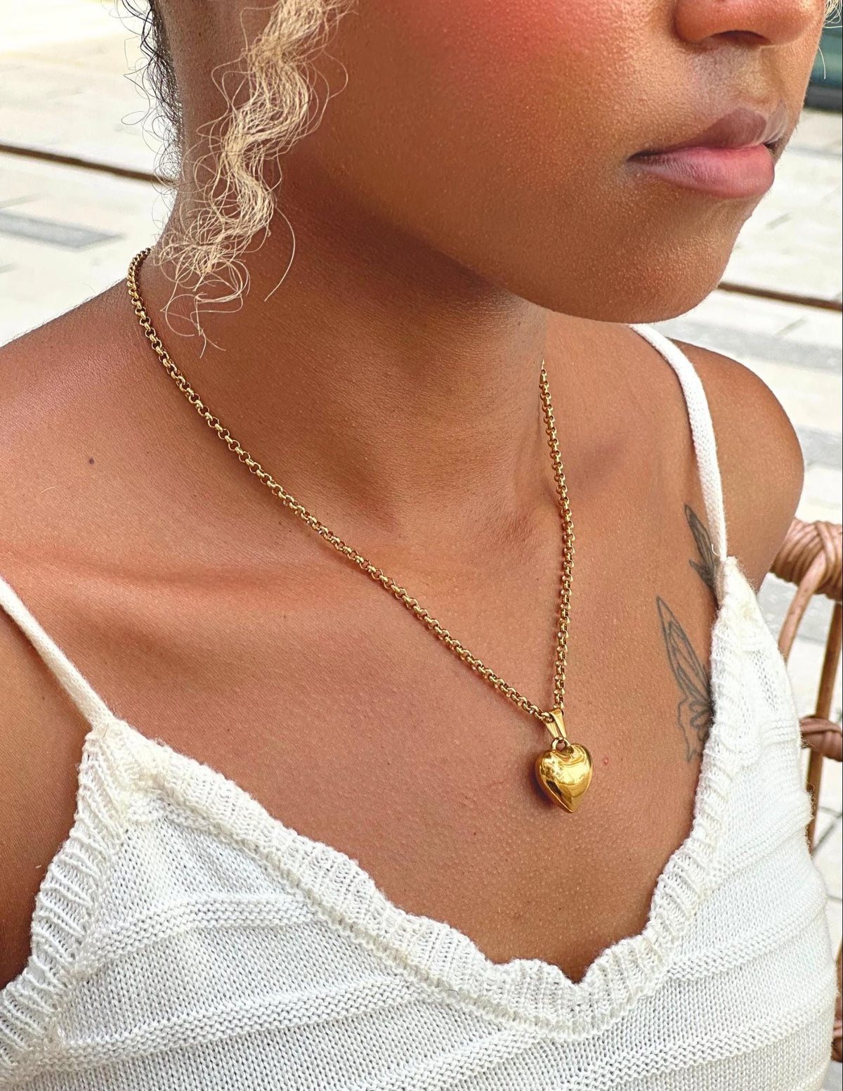 Puffy Heart Pendant (Gold)