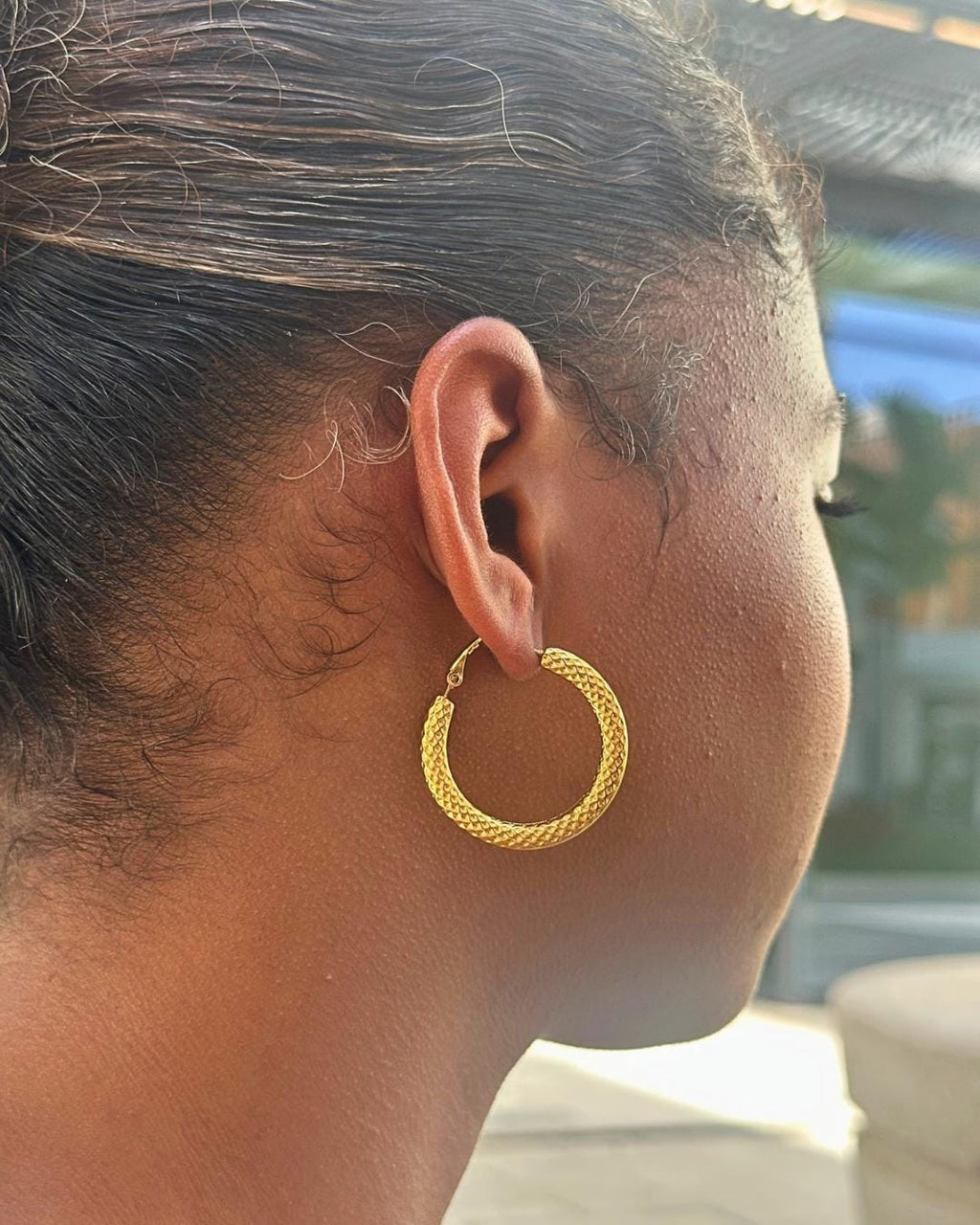 Textured Hoops (Gold) 35mm