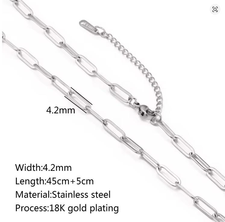 Paperclip Chain (White Gold) 4.2mm