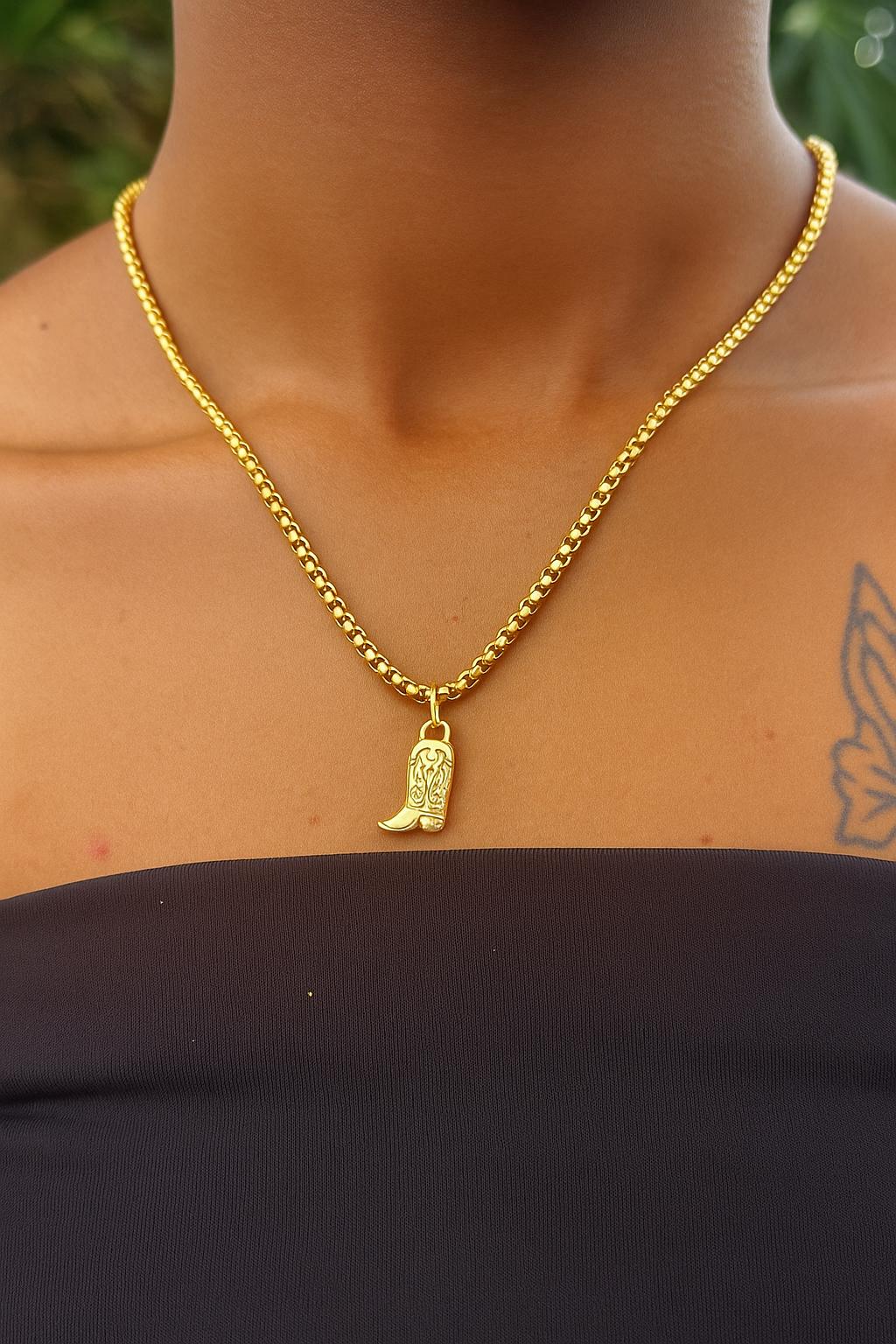Cowboy Boot Pendant (Gold)