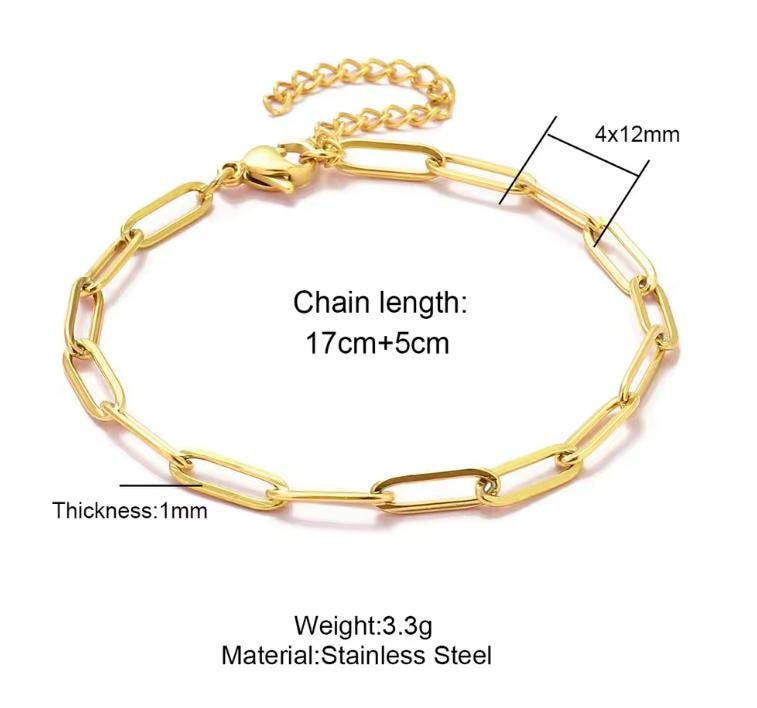 Paperclip Bracelet (Gold) 4mm
