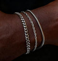 Cuban, Rope & Snake Bracelet Set (Silver)