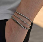 Cuban, Rope & Snake Bracelet Set (Silver)