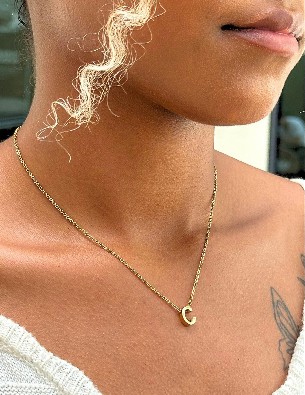 Initial Letter Necklace (Gold)