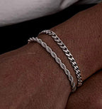 Cuban & Rope Bracelet Set (Silver)