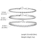 Cuban, Rope & Snake Bracelet Set (Silver)