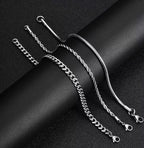 Cuban, Rope & Snake Bracelet Set (Silver)
