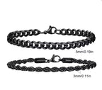 Cuban & Rope Bracelet Set (Black)