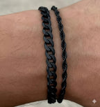 Cuban & Rope Bracelet Set (Black)