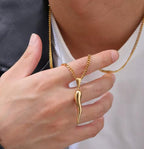 Italian Horn on Cuban Chain