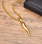 Italian Horn on Cuban Chain