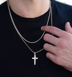 Cross on Popcorn Chain (Silver)