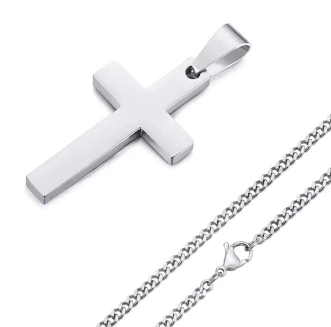 Cross on Cuban Chain (Silver)