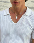 Cross on Cuban Chain (Silver)
