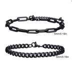 Cuban & Paperclip Bracelet Set (Black)