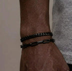 Cuban & Paperclip Bracelet Set (Black)