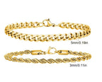 Cuban & Rope Bracelet Set (Gold)