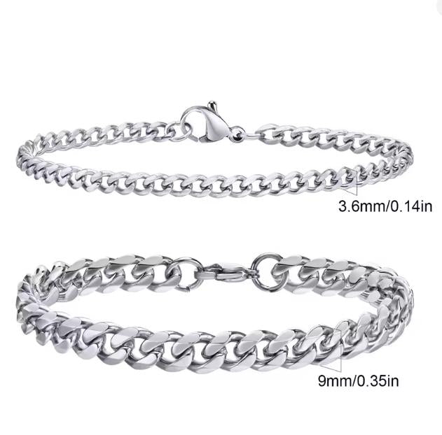 Cuban Bracelet Set (Silver)