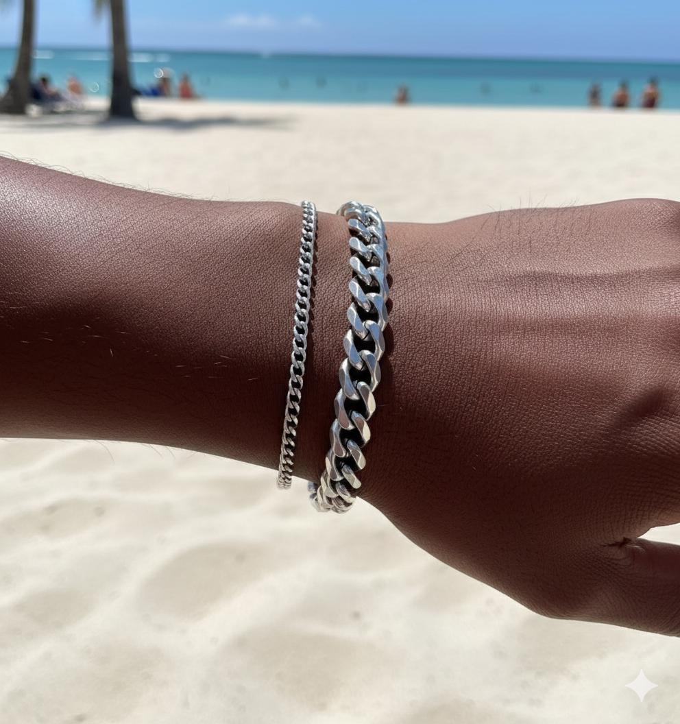 Cuban Bracelet Set (Silver)