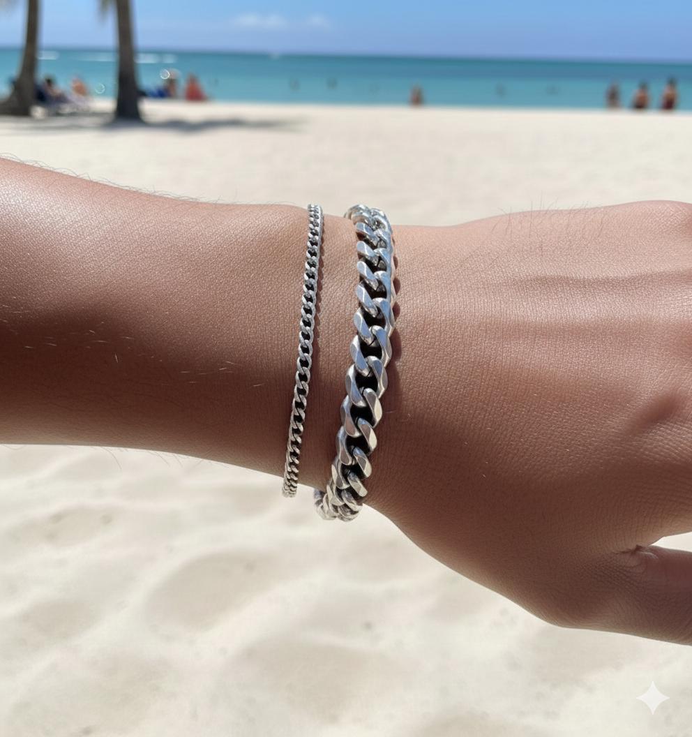 Cuban Bracelet Set (Silver)