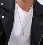 Italian Horn on Cuban Chain (Silver)