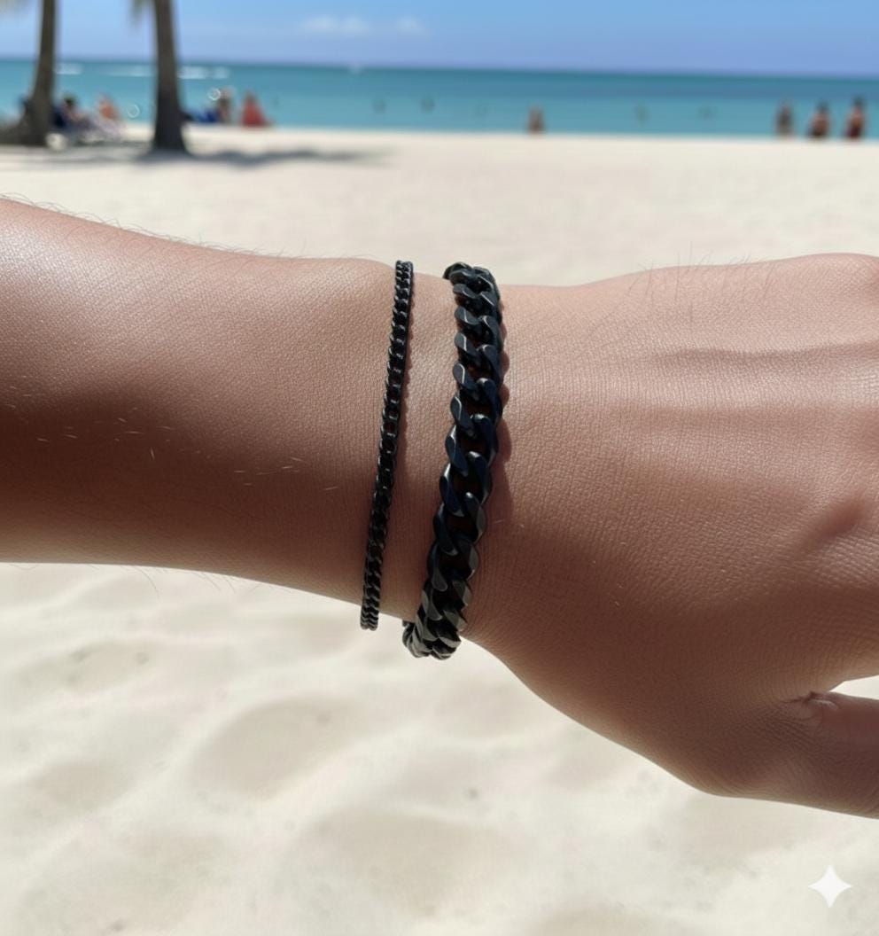 Cuban Bracelet Set (Black)
