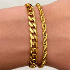 Cuban & Rope Bracelet Set (Gold)