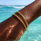 Cuban & Rope Bracelet Set (Gold)