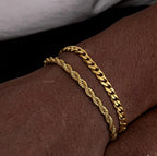 Cuban & Rope Bracelet Set (Gold)