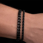 Cuban & Rope Bracelet Set (Black)